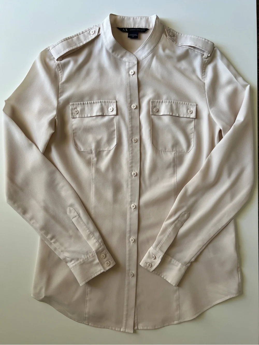 AX Armani Exchange Blush Beige Military Utility Blouse S